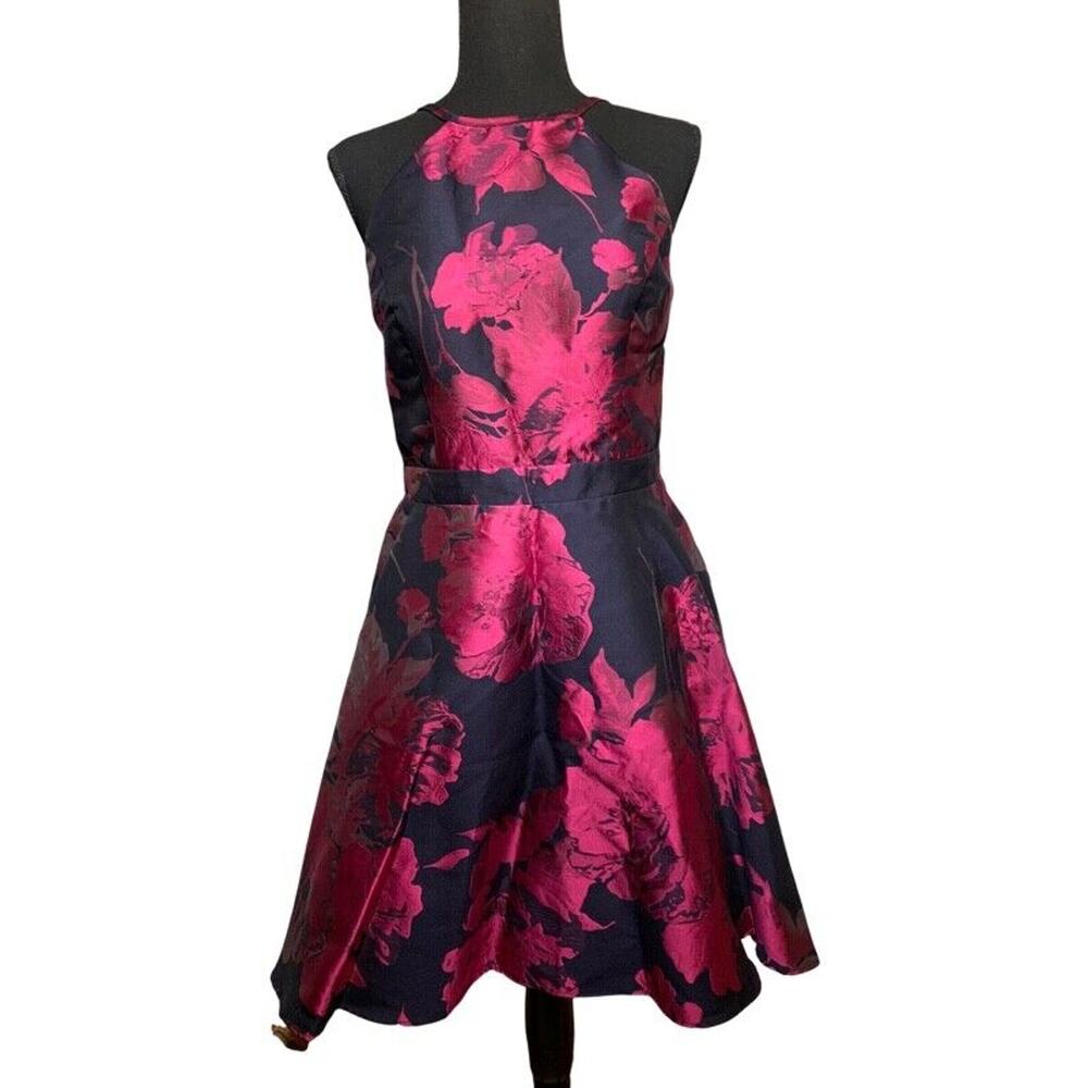 XSCAPE Floral-Print Fit & Flare Dress Size 8